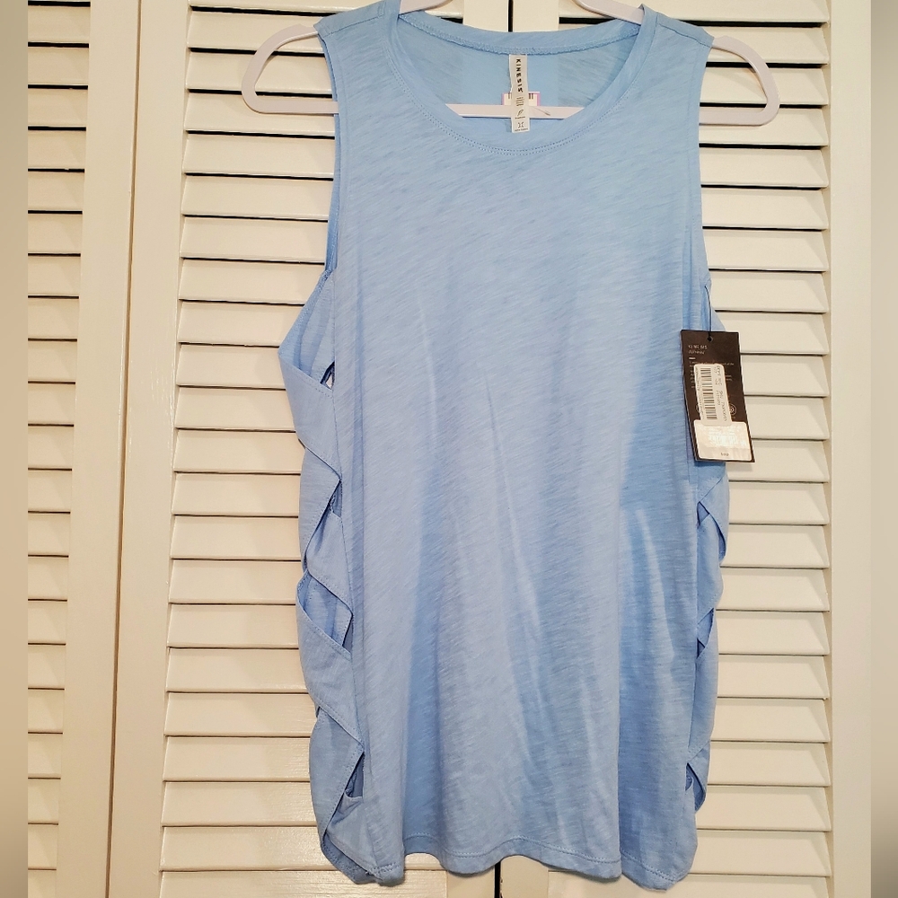 NWT Kinesis Light Blue Sleeveless Cut-out Top